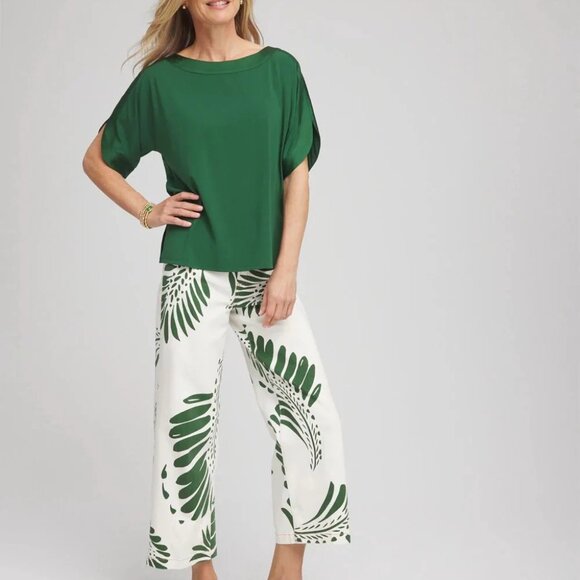 NWT CHICO'S pia palms pull on wide leg crop pants (3/US16) - Picture 5 of 8